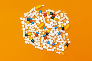 Pile of prescription medication as part of Medicare prescription price negotiations